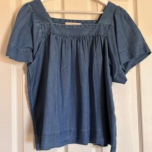 Loft.  Size M. Square neck. Chambray top.